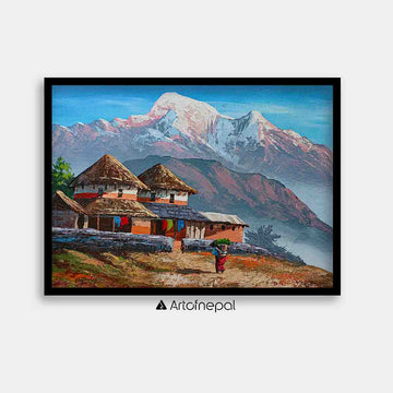 ALOM48- Nepali Village view with Annapurna Range