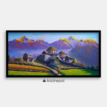 ALOM80 - Sunrise over Annapurna range and village life