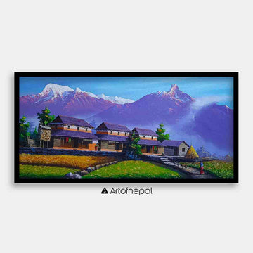 ALOM81 - Mt.Annapurna, Machhapuchhre and Nepali house