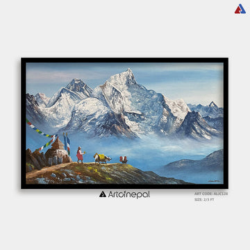 ALJC128- Scenery of snow capped Kala Patthar Range