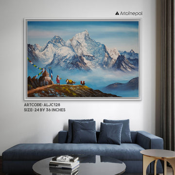 ALJC128- Scenery of snow capped Kala Patthar Range