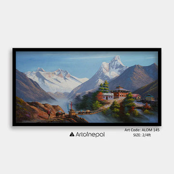 lanscape painting of himalaya of nepal 