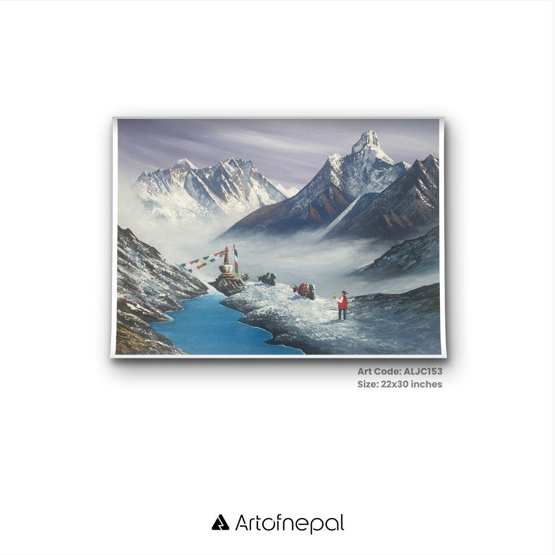 ALJC153- Himalayan Serenity – Handmade Mountain Landscape Painting