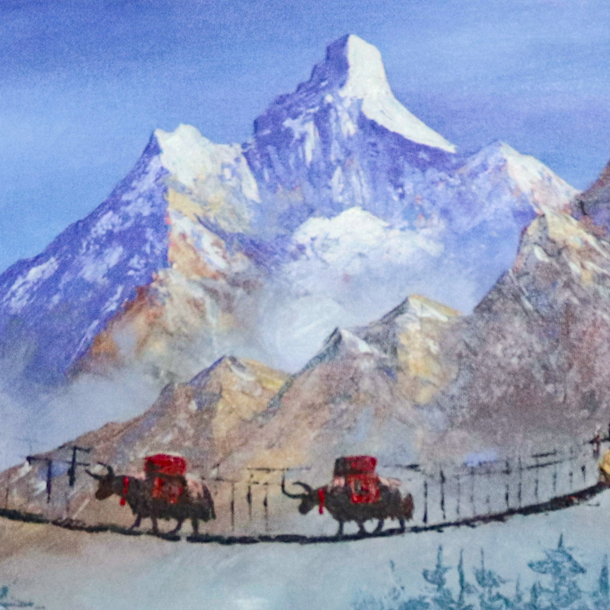 ALBT09 - Snow capped Ama Dablam and a small Bridge
