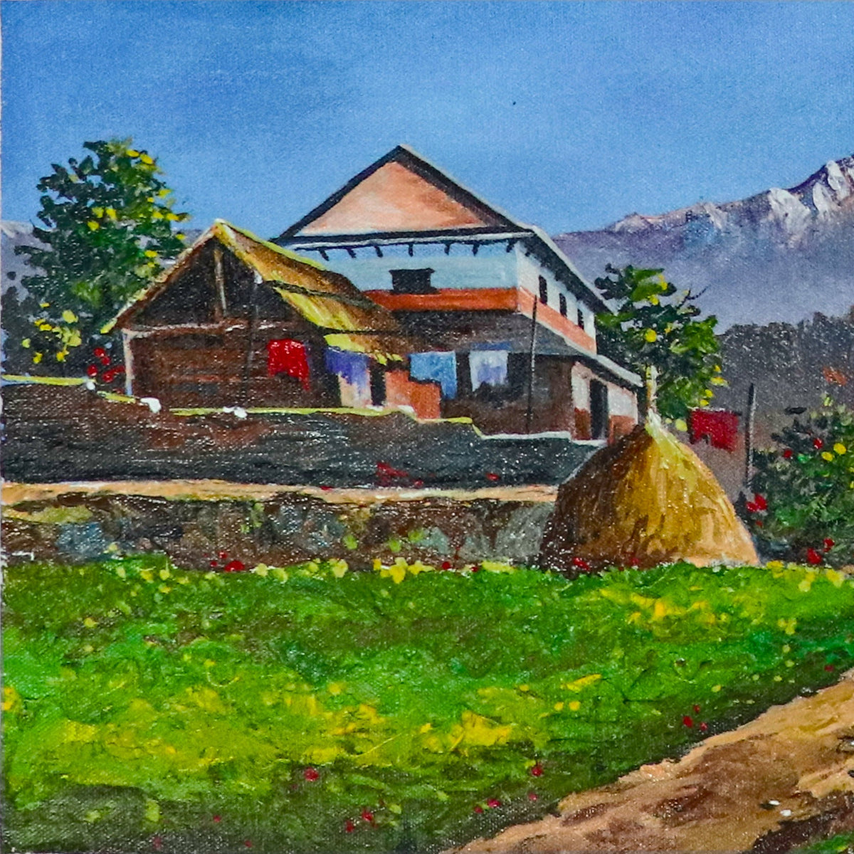 ALBT14- Mt.Annapurna, Hills and Nepali house