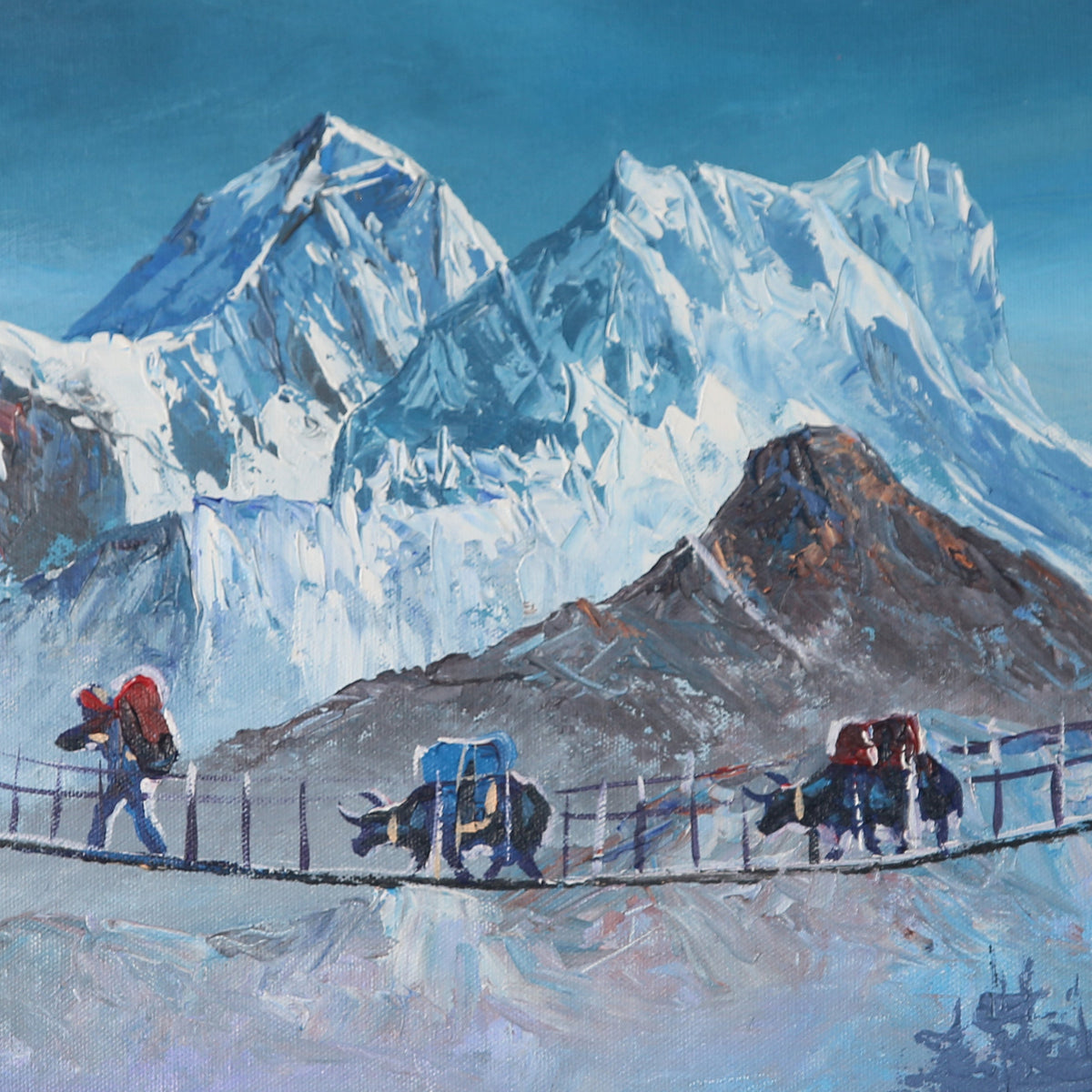 ALBT27 - Snow capped Mt.Everest and small bridge