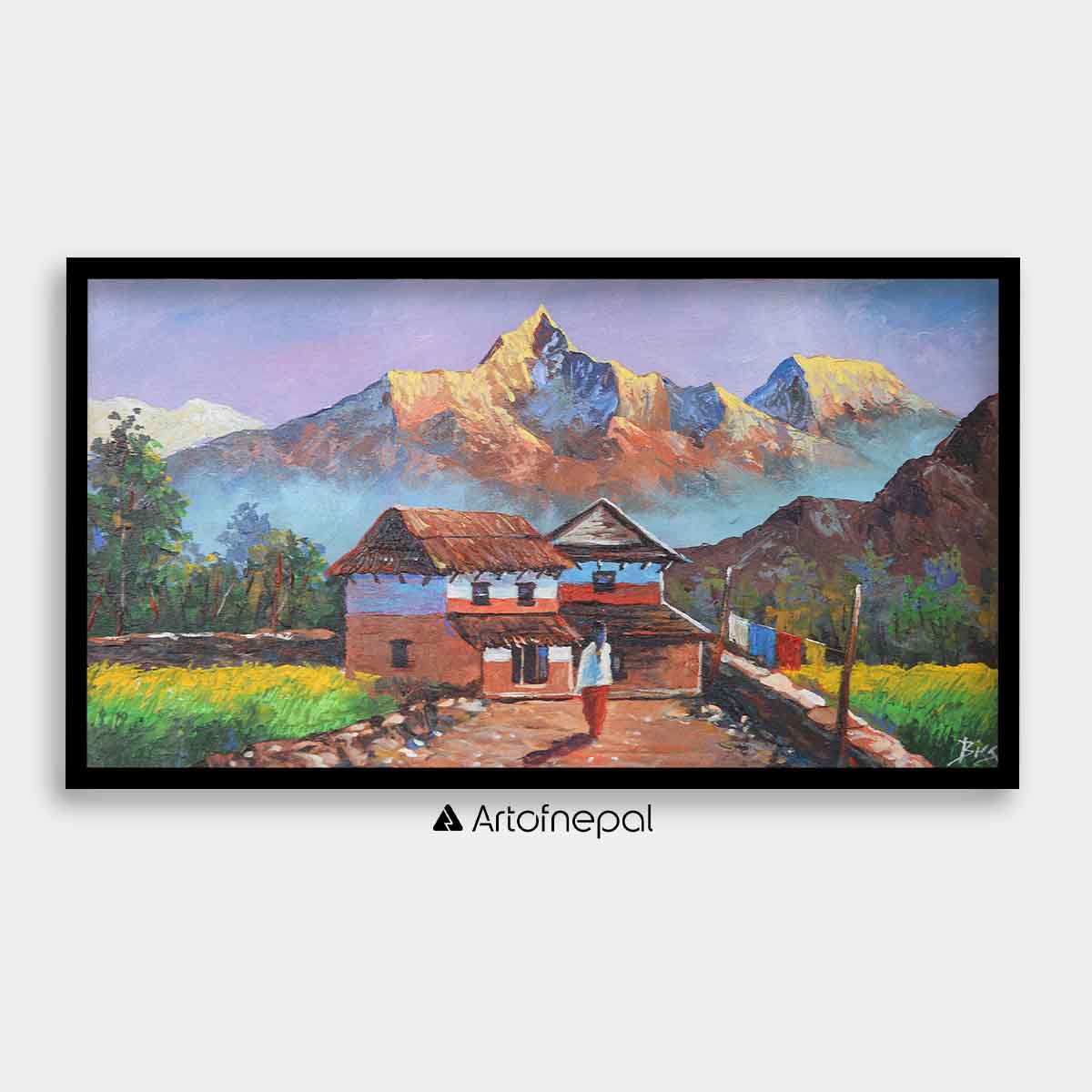 ALBT29 - Sunset over Mt.Annapurna range and village
