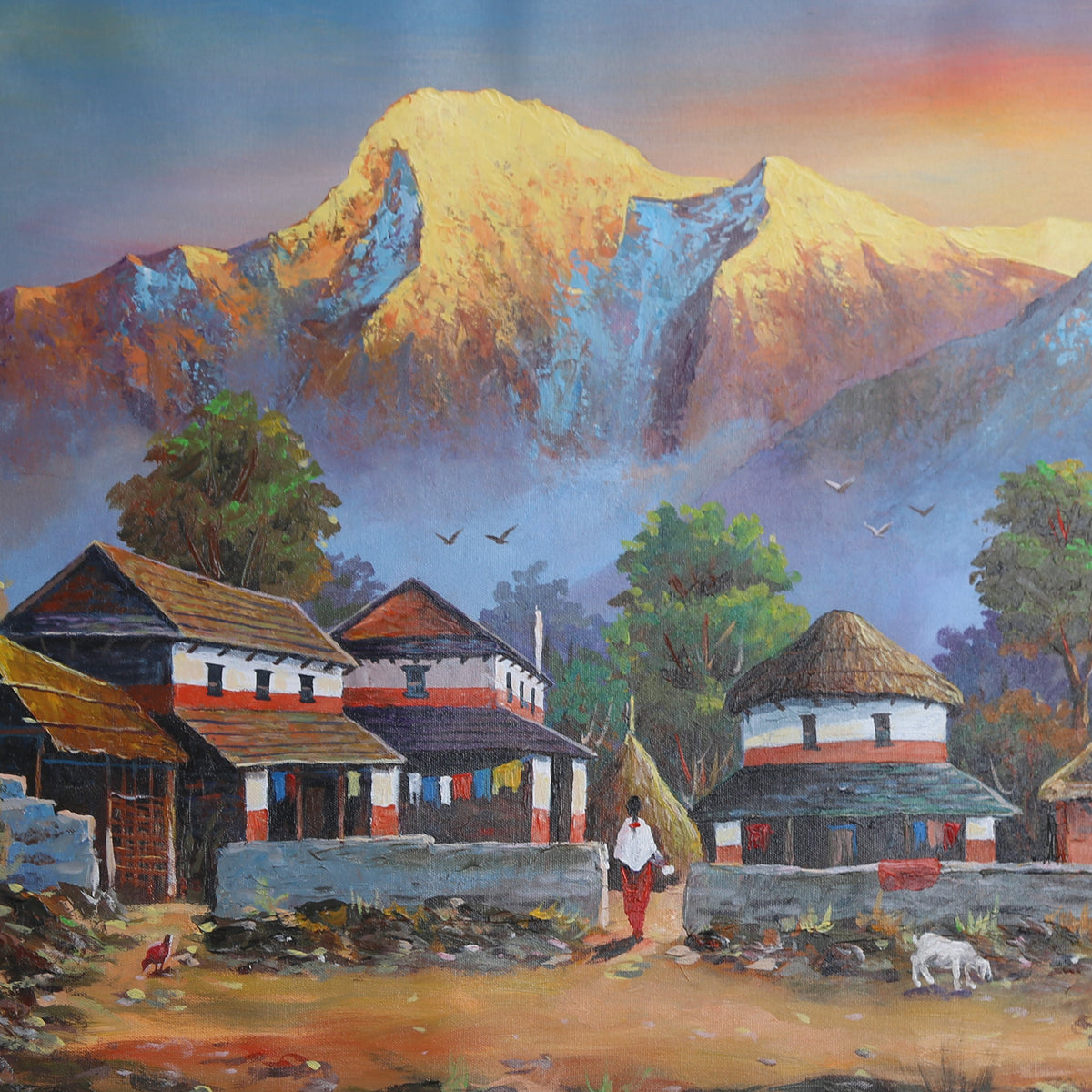 ALBT37 - Sunset over Annapurna range and Village lifestyle