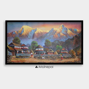 ALBT37 - Sunset over Annapurna range and Village lifestyle