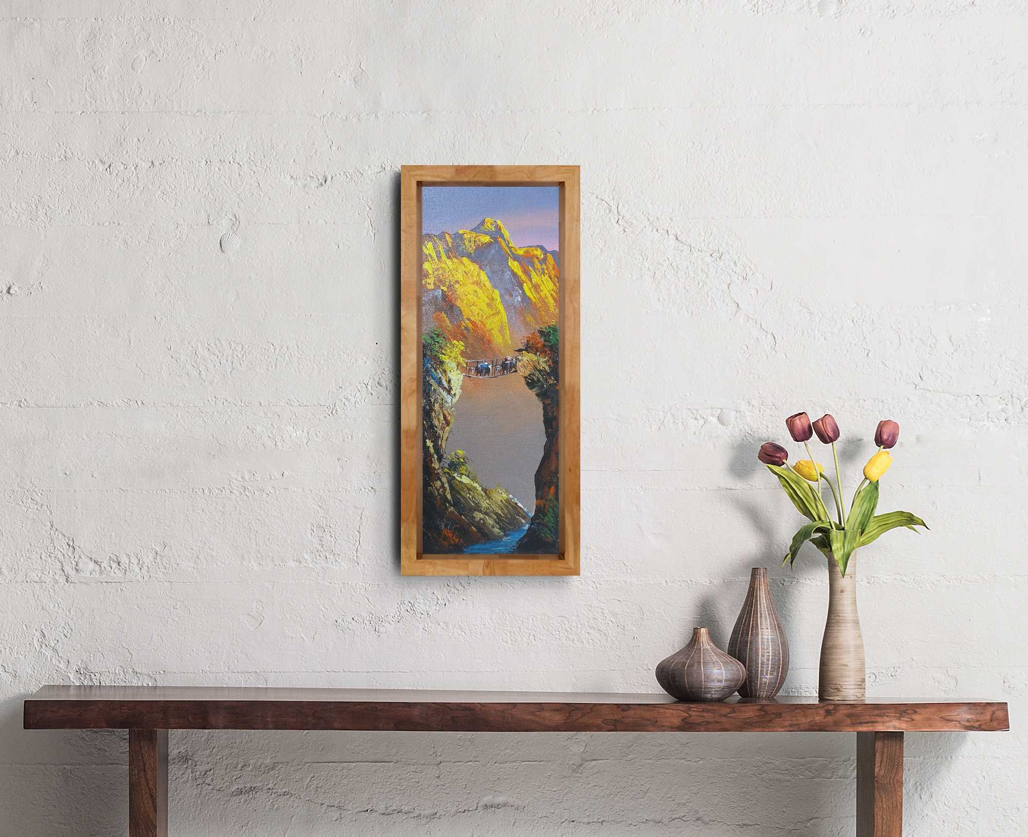 ALJC36 - Sunset over Mt.Everest and a small bridge