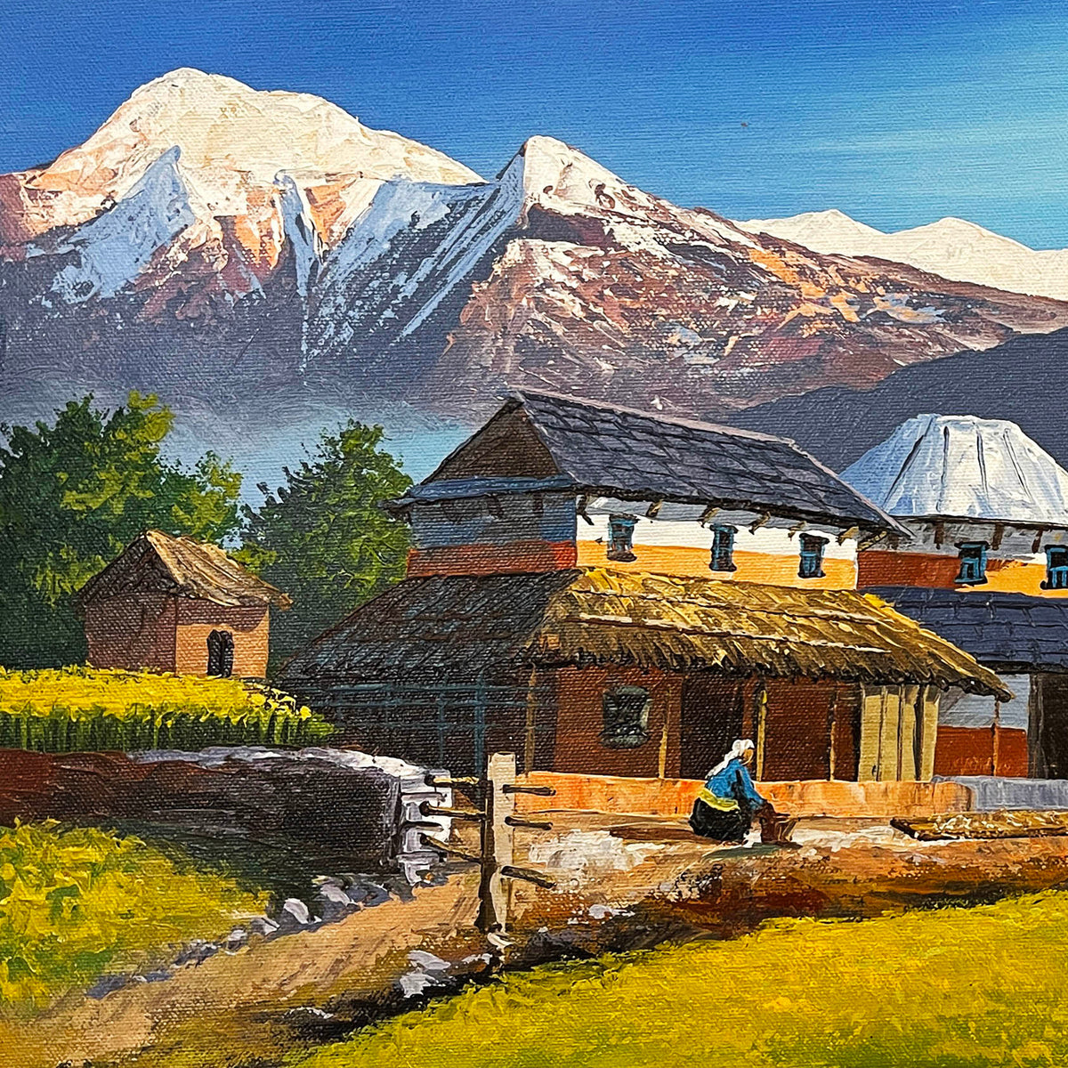 ALOM122 - Snow capped Mt.Annapurna and Machhapuchhre near Village