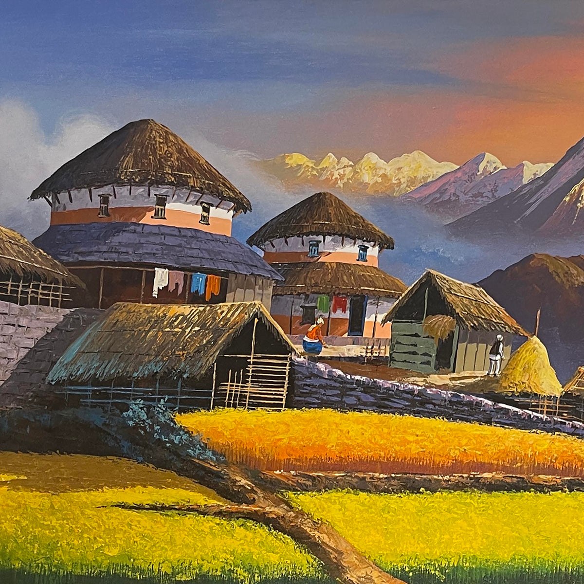 ALOM133 - Sunset over Machhapuchhre and a small Village