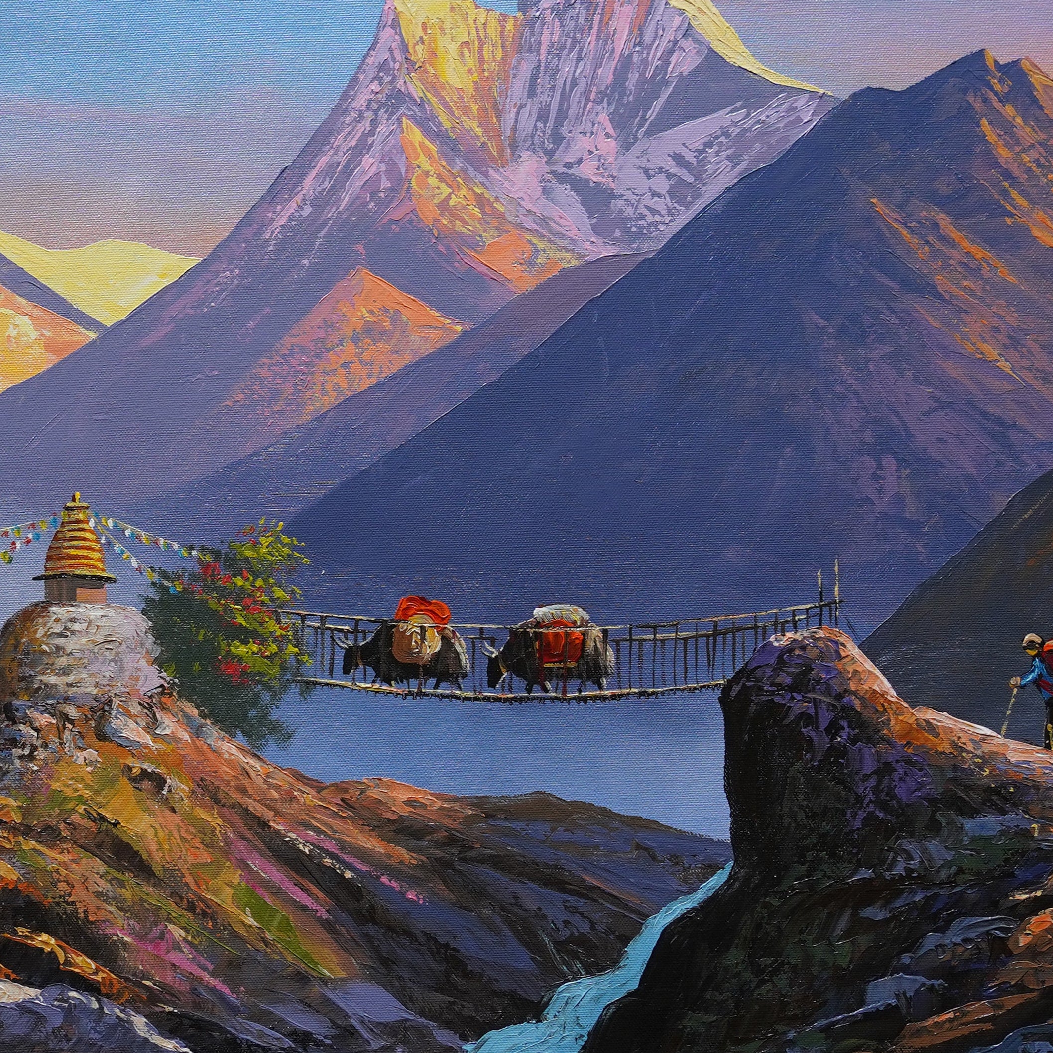Painting of a mountain landscape with travelers and carriages. ALOM143