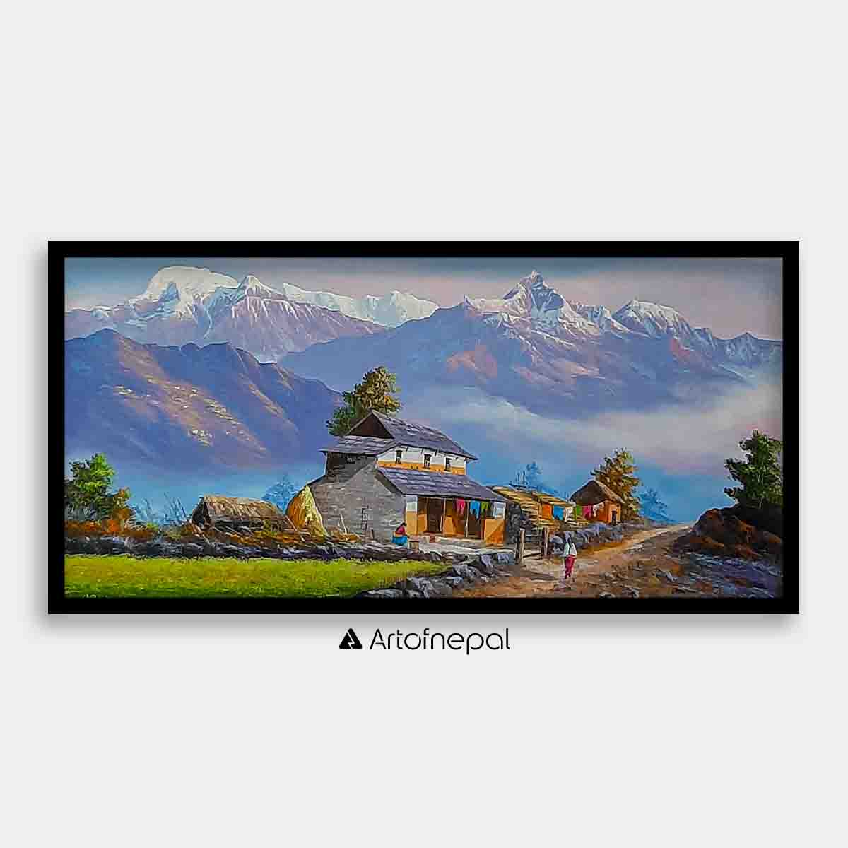 ALOM74- Scenery of Annapurna range and Nepali house