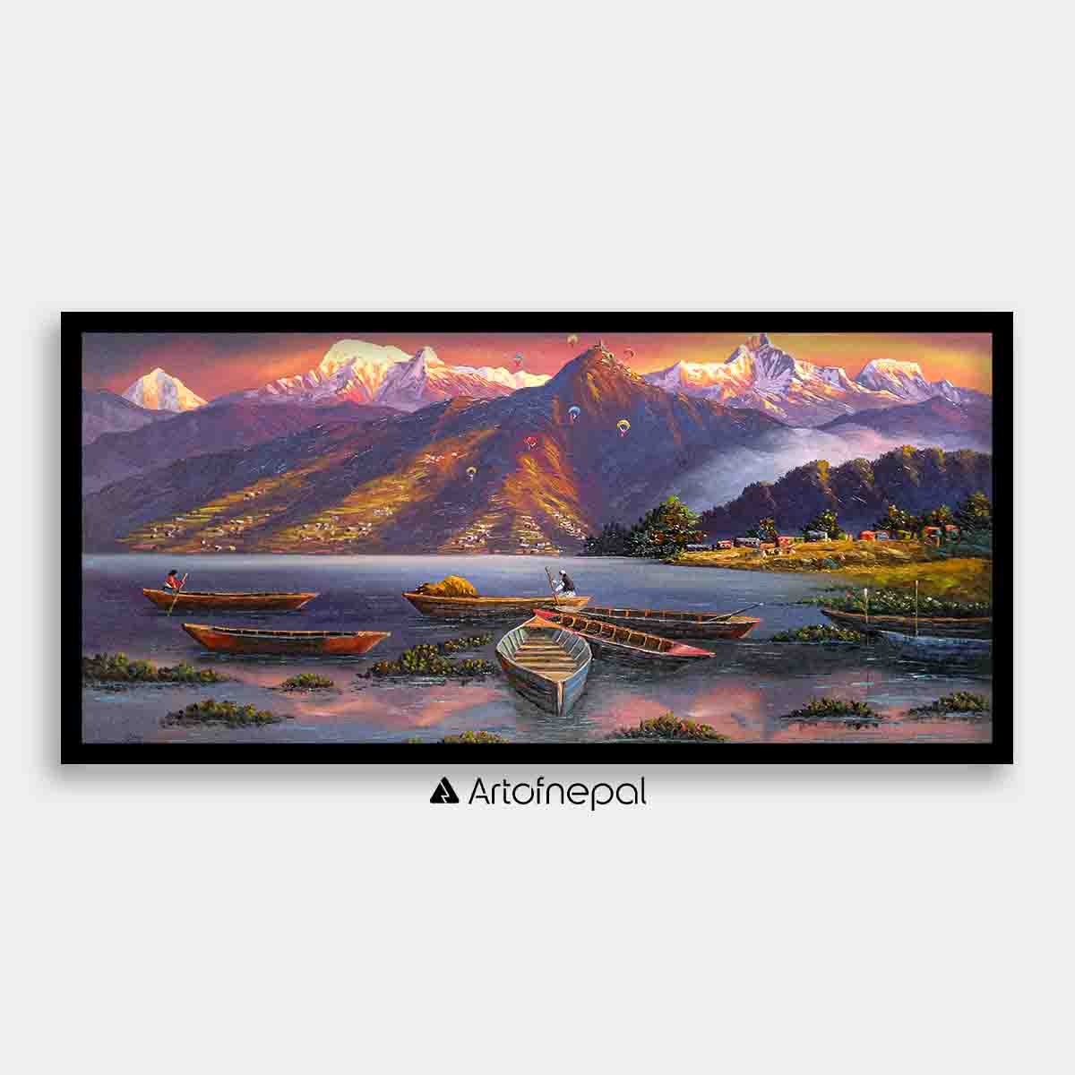 ALOM90 - Lakeside Pokhara Landscape painting