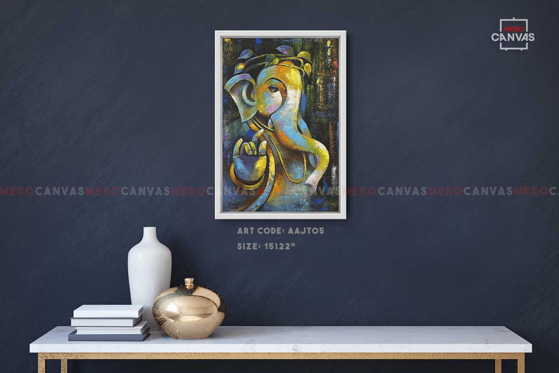 AAJT05 - A colourful abstract painting of Lord Ganesh painting