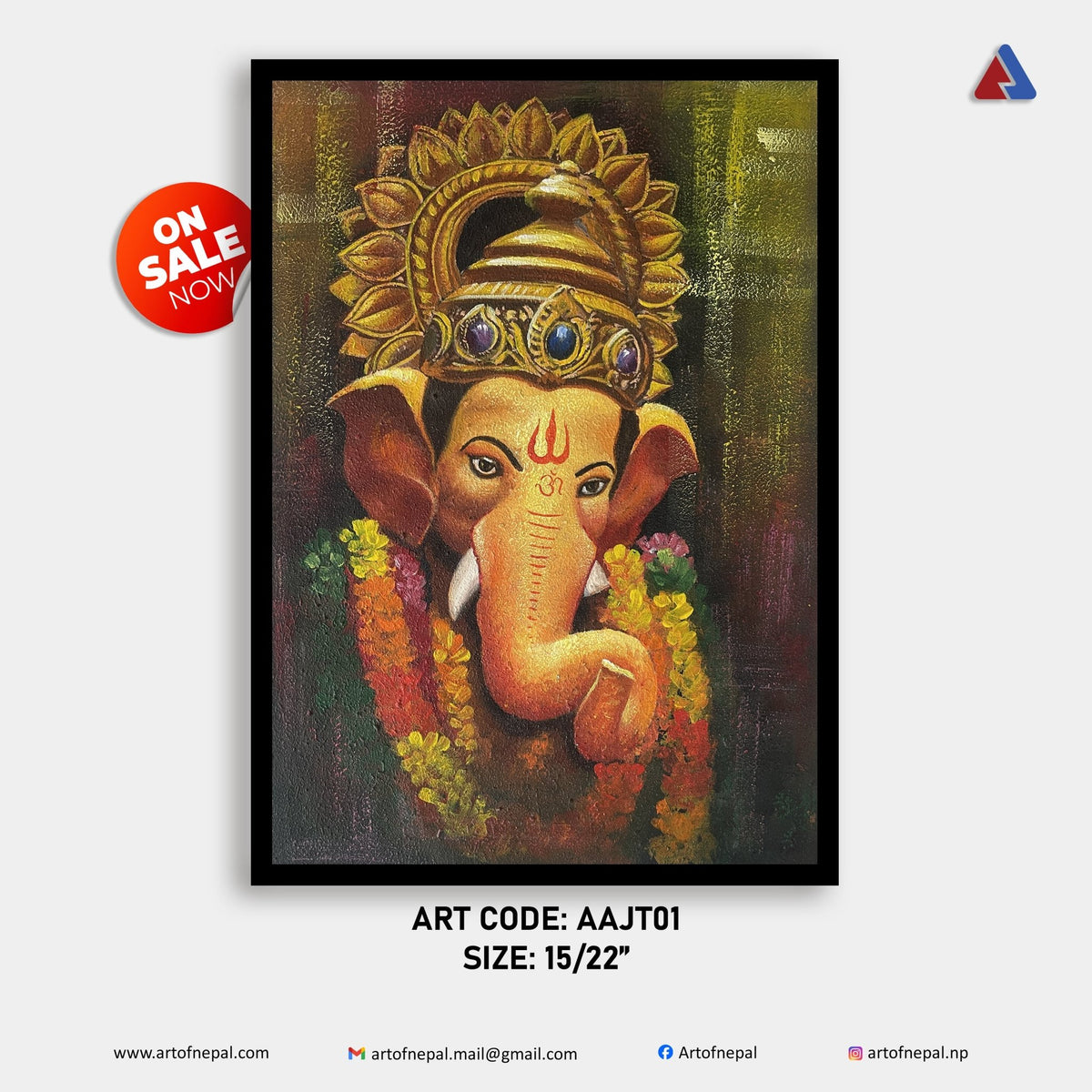 AAJT01 - A detailed painting of Lord Ganesh painting - Artofnepal