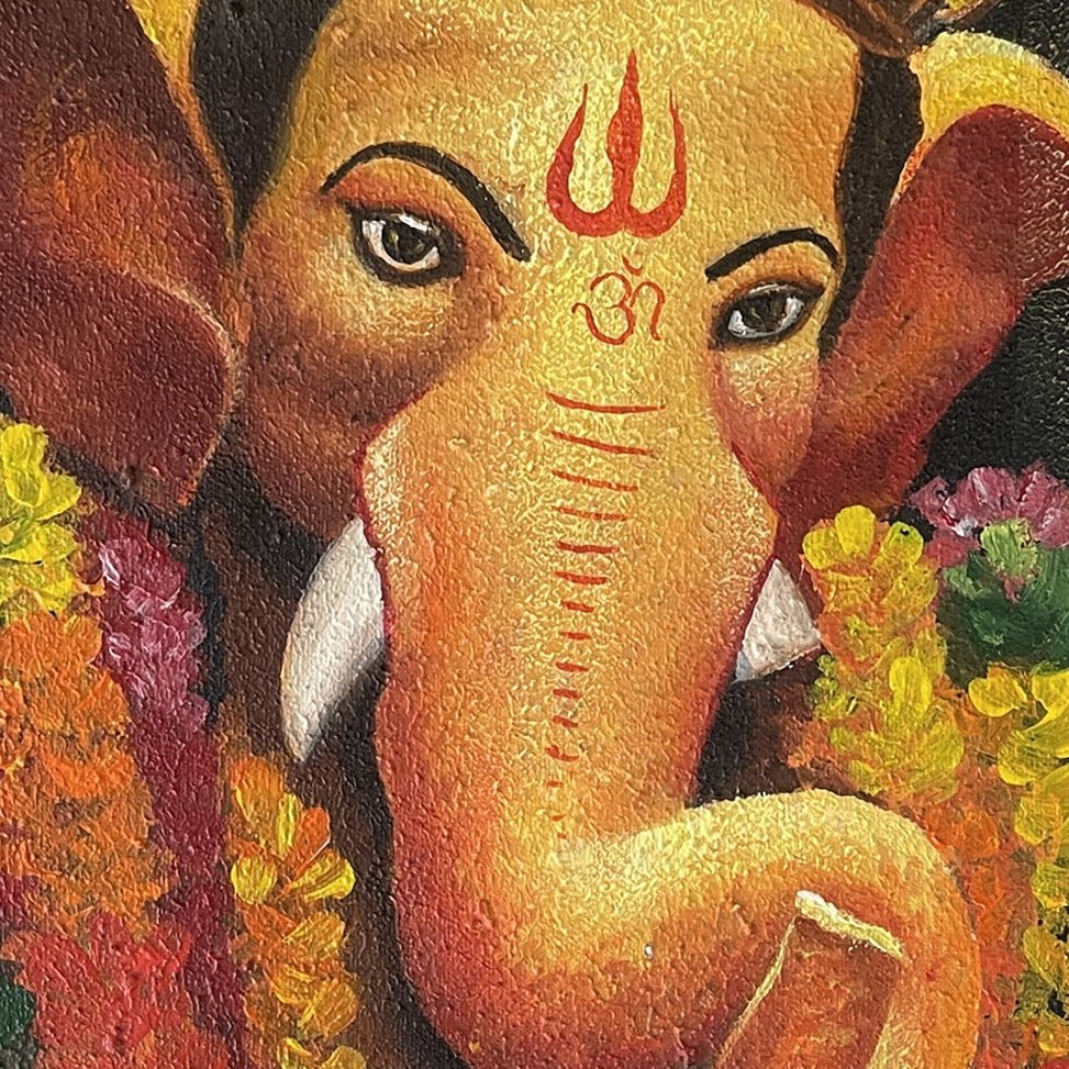 AAJT01 - A detailed painting of Lord Ganesh painting - Artofnepal