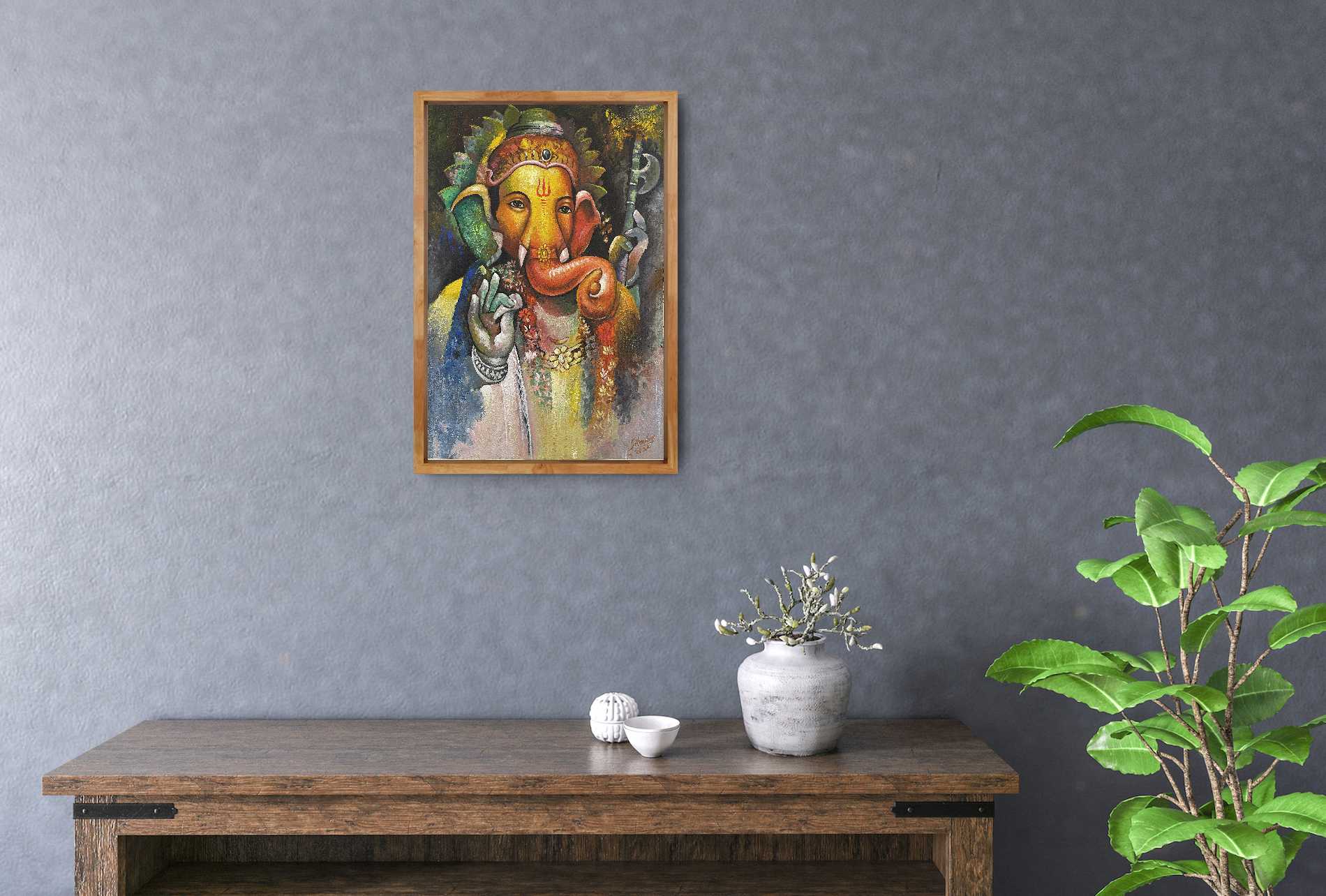AAJT02 - A beautiful abstract painting of Lord Ganesh painting - Artofnepal