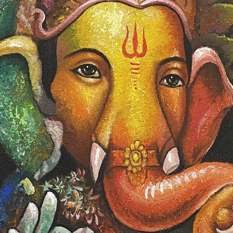 AAJT02 - A beautiful abstract painting of Lord Ganesh painting - Artofnepal