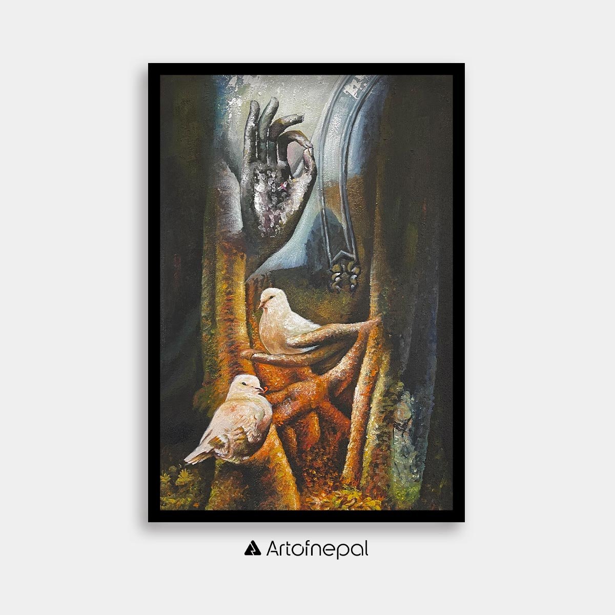 AAJT04 - An abstract painting of Buddha painting - Artofnepal