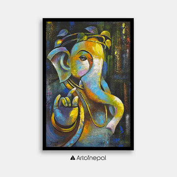AAJT05 - A colourful abstract painting of Lord Ganesh painting - Artofnepal