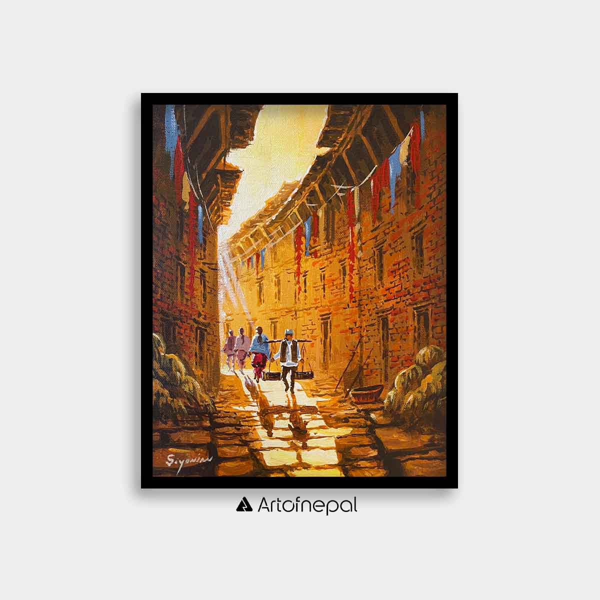 AASY02 - Sunset in the street of Nepal - Artofnepal