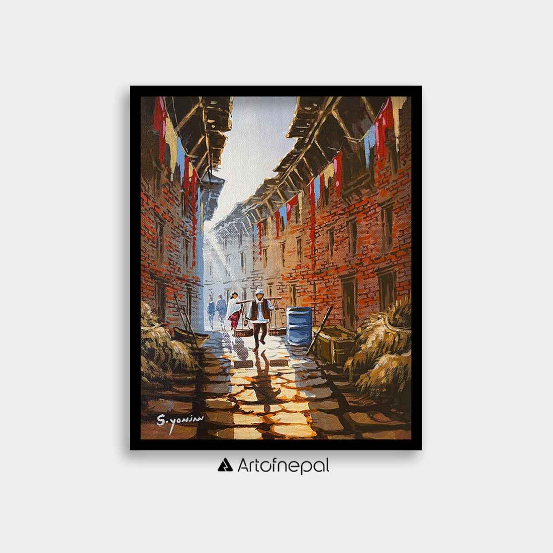 AASY03 - A narrow street walked by the people - Artofnepal