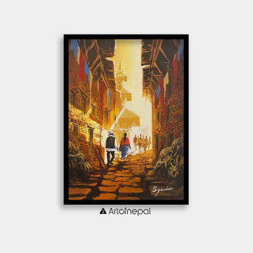 AASY10 - Sunset in a narrow street - Artofnepal