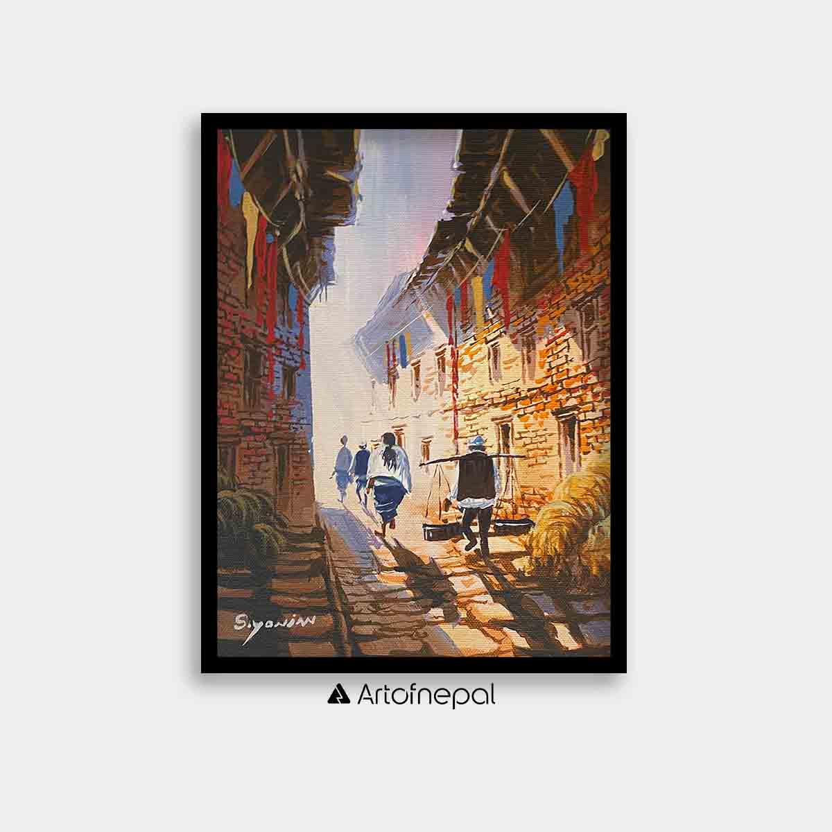 AASY14 - Morning sunrays over the houses of Nepal - Artofnepal