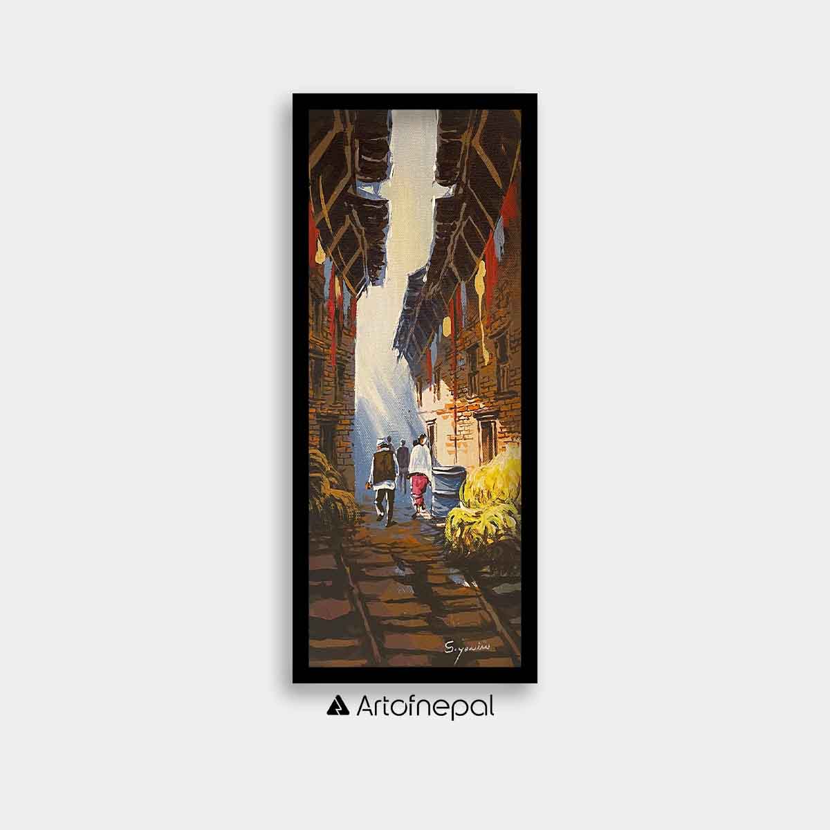 AASY16 - A narrow street in Nepal - Artofnepal