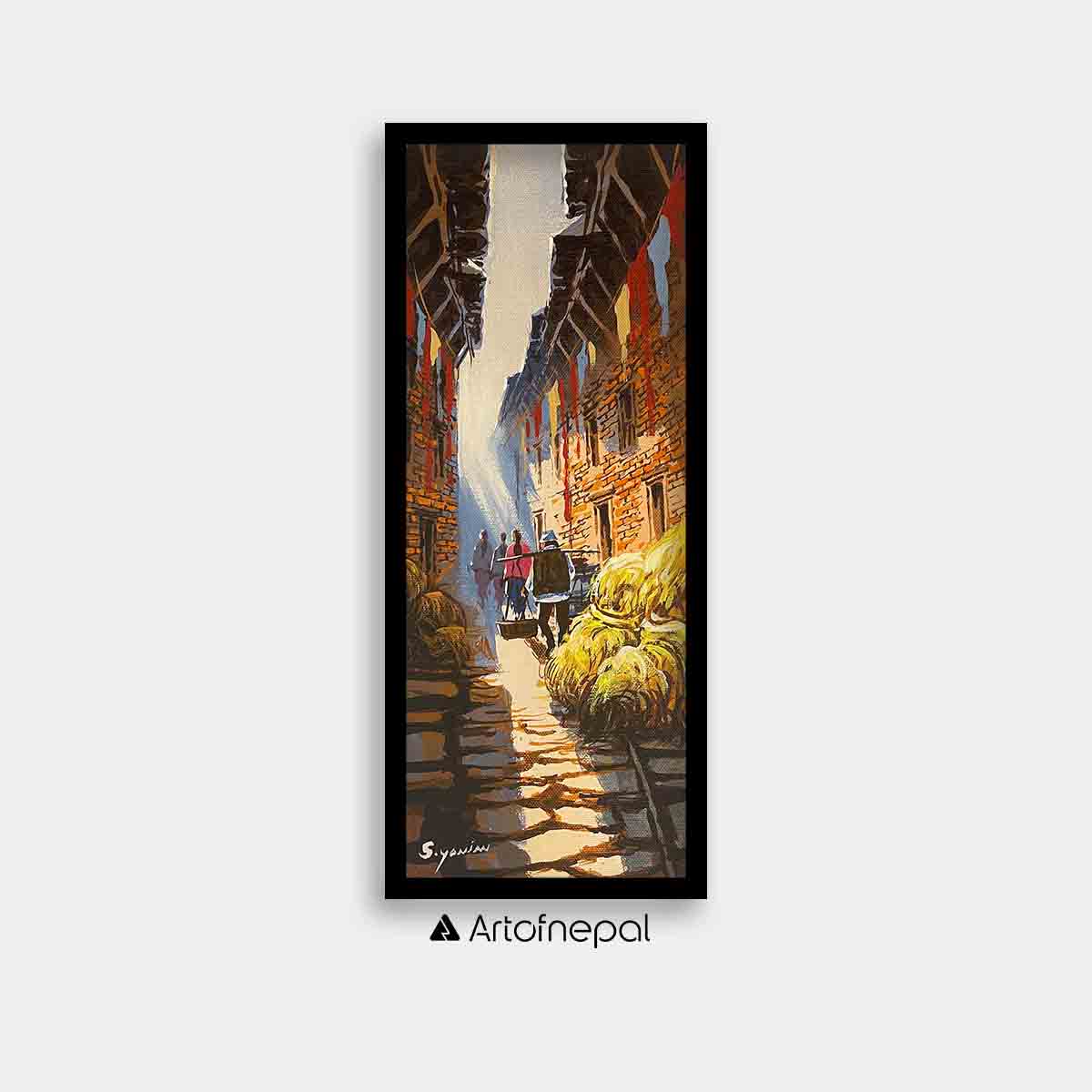 AASY17 - Beautiful sunrays in the street of Nepal - Artofnepal