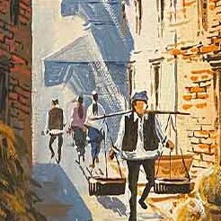AASY18 - Carrier in a narrow street of Nepal - Artofnepal