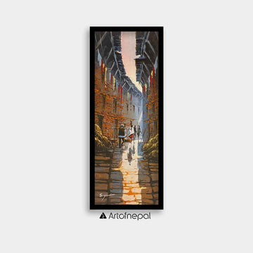 AASY22 - A small abstract painting of the people in the streets - Artofnepal