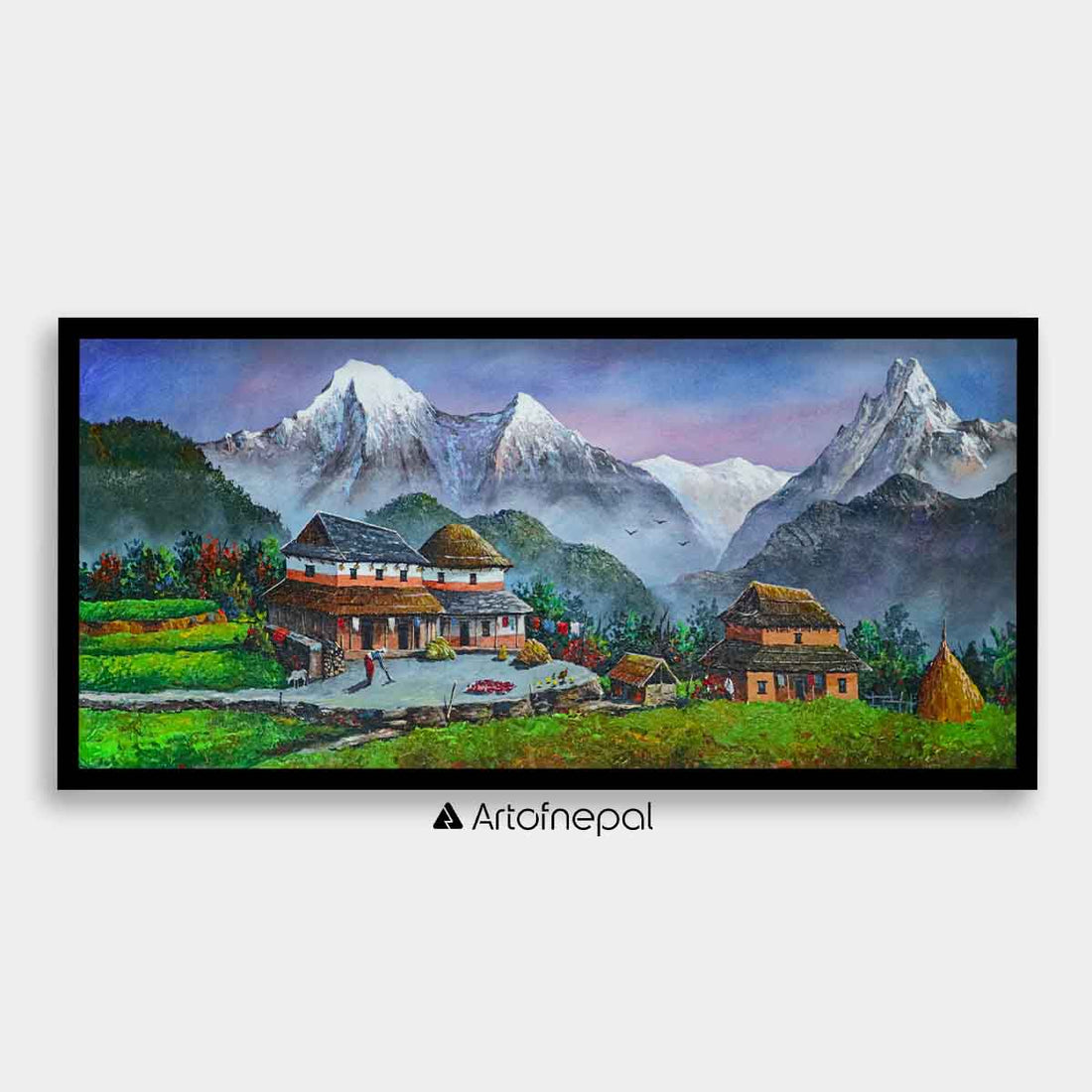 ALBT03 - Mt.Annapurna, Fishtail and a small village - Artofnepal