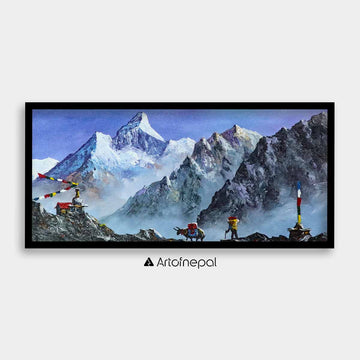 ALBT08 - Snow capped Ama Dablam and Hills - Artofnepal