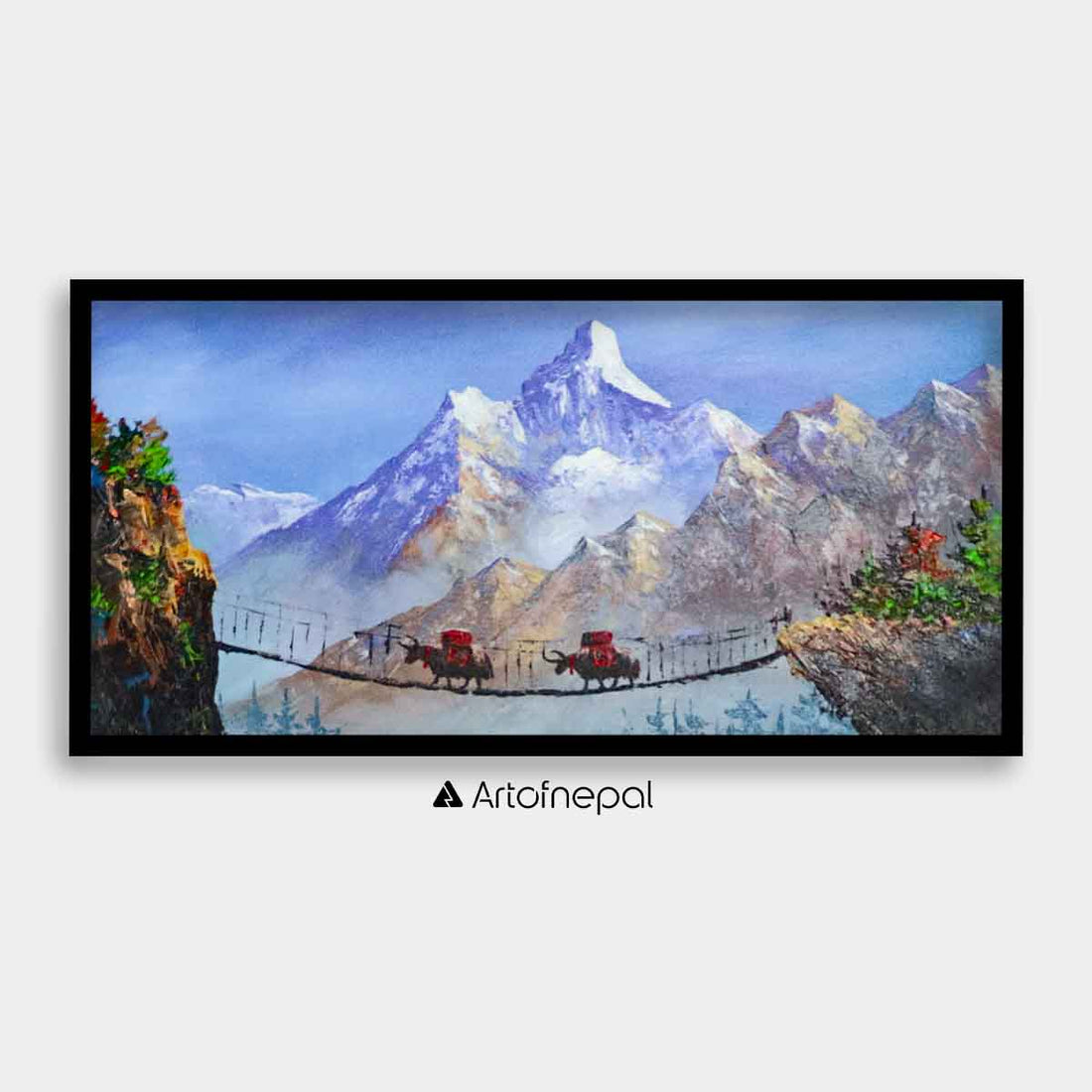ALBT09 - Snow capped Ama Dablam and a small Bridge - Artofnepal