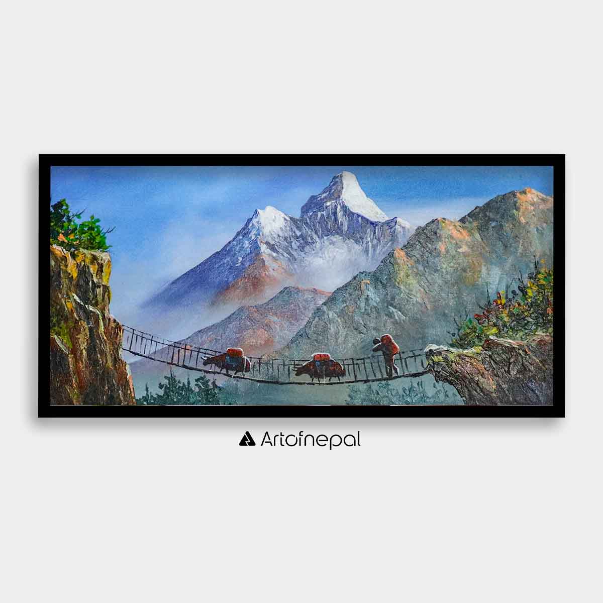 ALBT11 - Ama Dablam, Hills and a small Bridge - Artofnepal