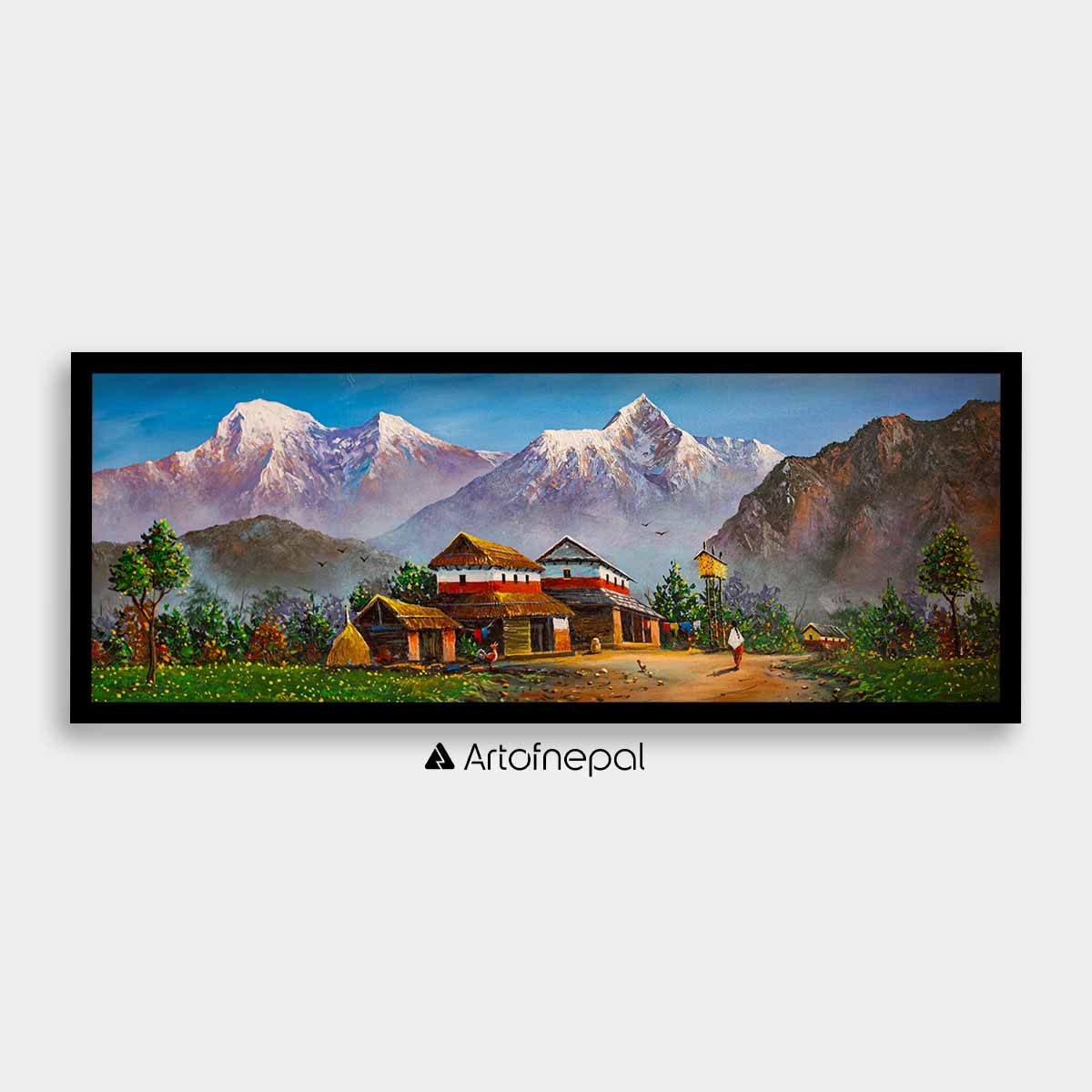 ALBT16 - Annapurna range, Hills and Nepali house - Artofnepal