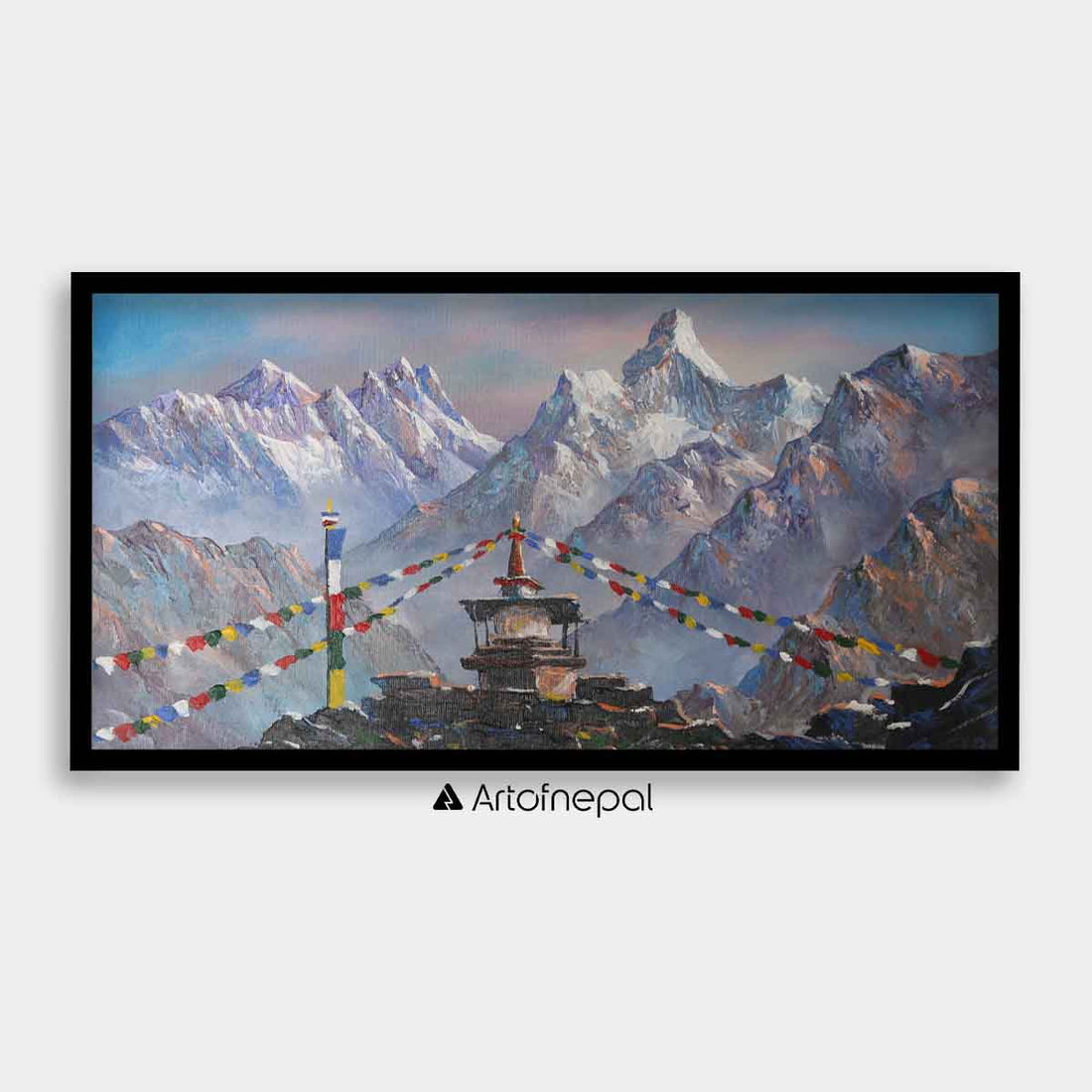 ALBT19 - Mt. Everest, Ama Dablam and a small Stupa - Artofnepal