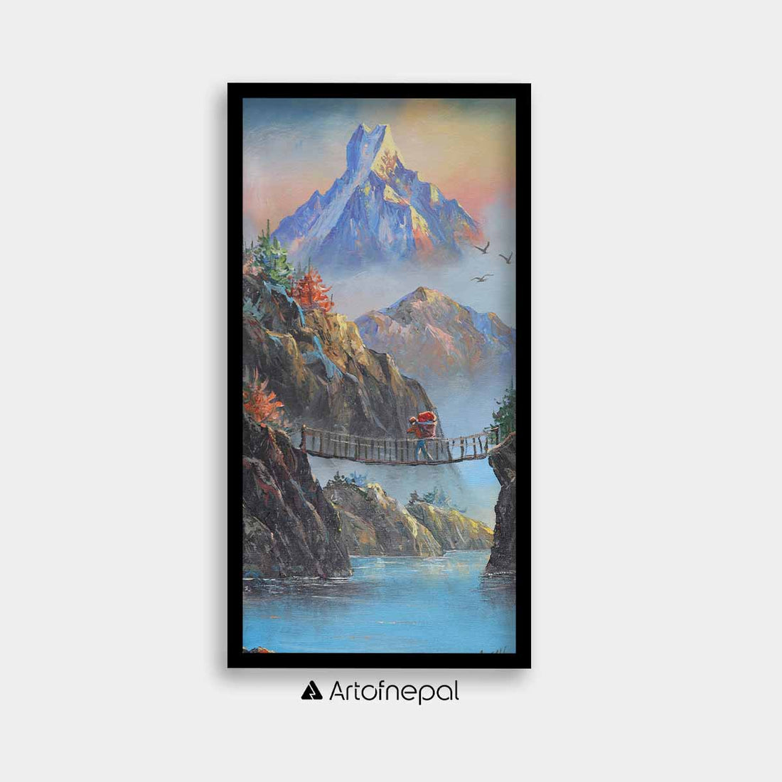 ALBT22 - Sunset over Mt. Machhapuchhre and Hills - Artofnepal