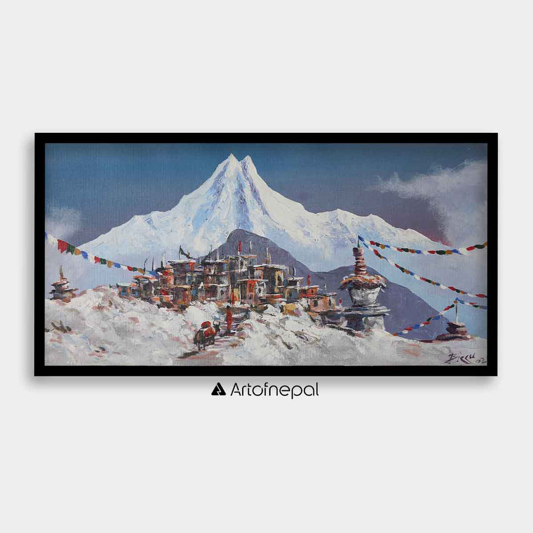 ALBT24 - Scenery of Mt.Manaslu and Stupa - Artofnepal