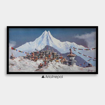 ALBT24 - Scenery of Mt.Manaslu and Stupa - Artofnepal