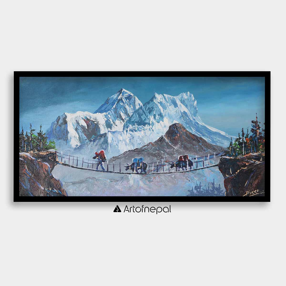 ALBT27 - Snow capped Mt.Everest and small bridge - Artofnepal