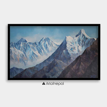 ALBT32 - Mt.Everest and Ama Dablam Landscape Painting - Artofnepal