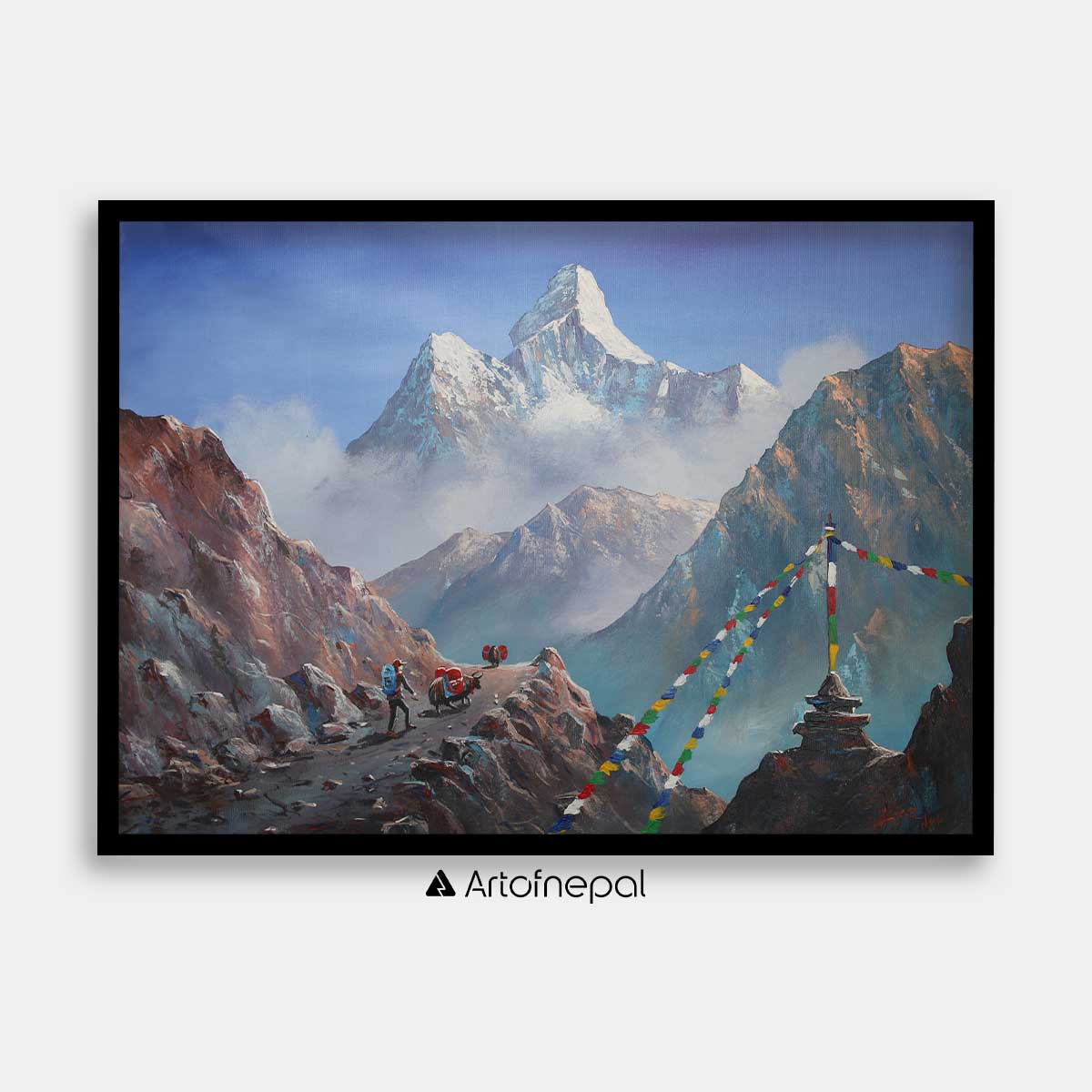 ALBT35 - Scenery of Ama Dablam and Hills - Artofnepal
