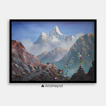 ALBT35 - Scenery of Ama Dablam and Hills - Artofnepal