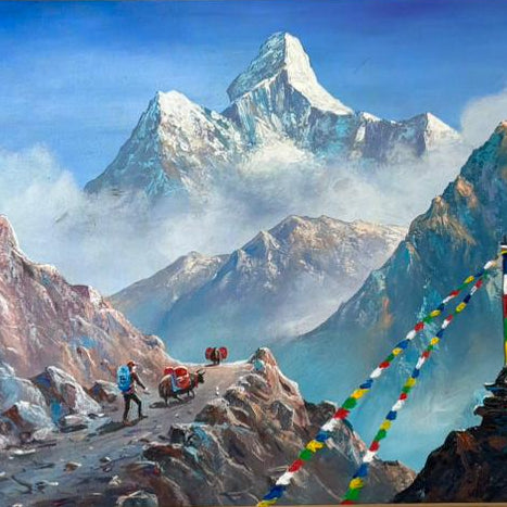 ALBT35 - Scenery of Ama Dablam and Hills - Artofnepal