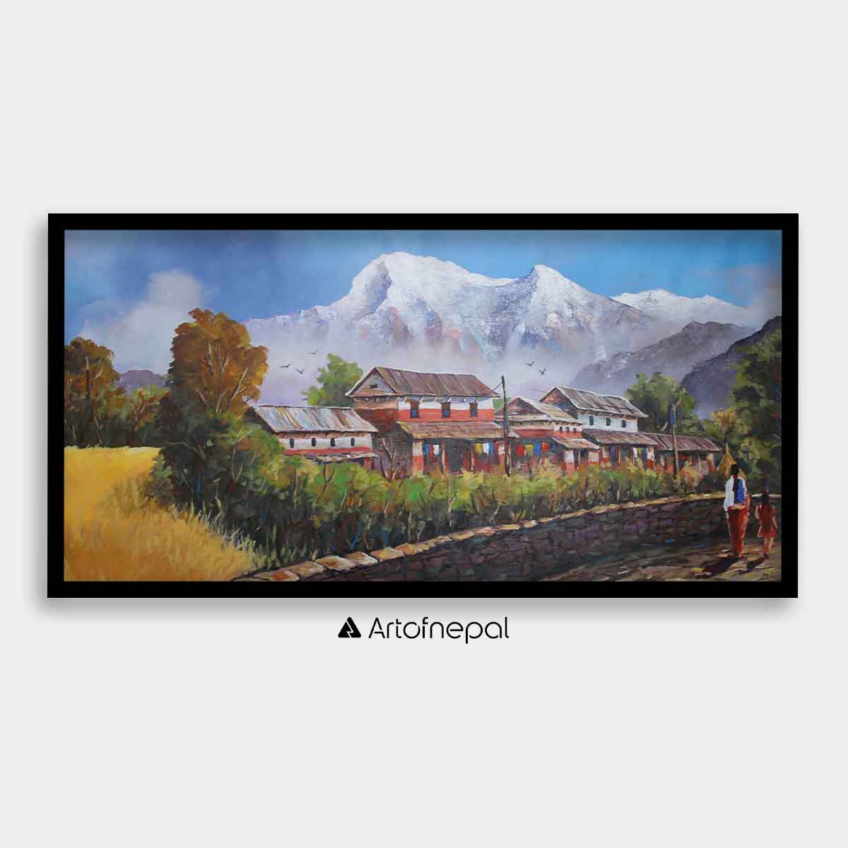 ALBT38 - Mt.Annapurna seen from Village - Artofnepal