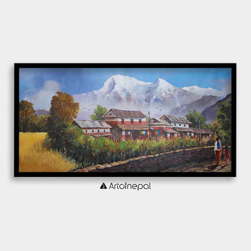 ALBT38 - Mt.Annapurna seen from Village - Artofnepal